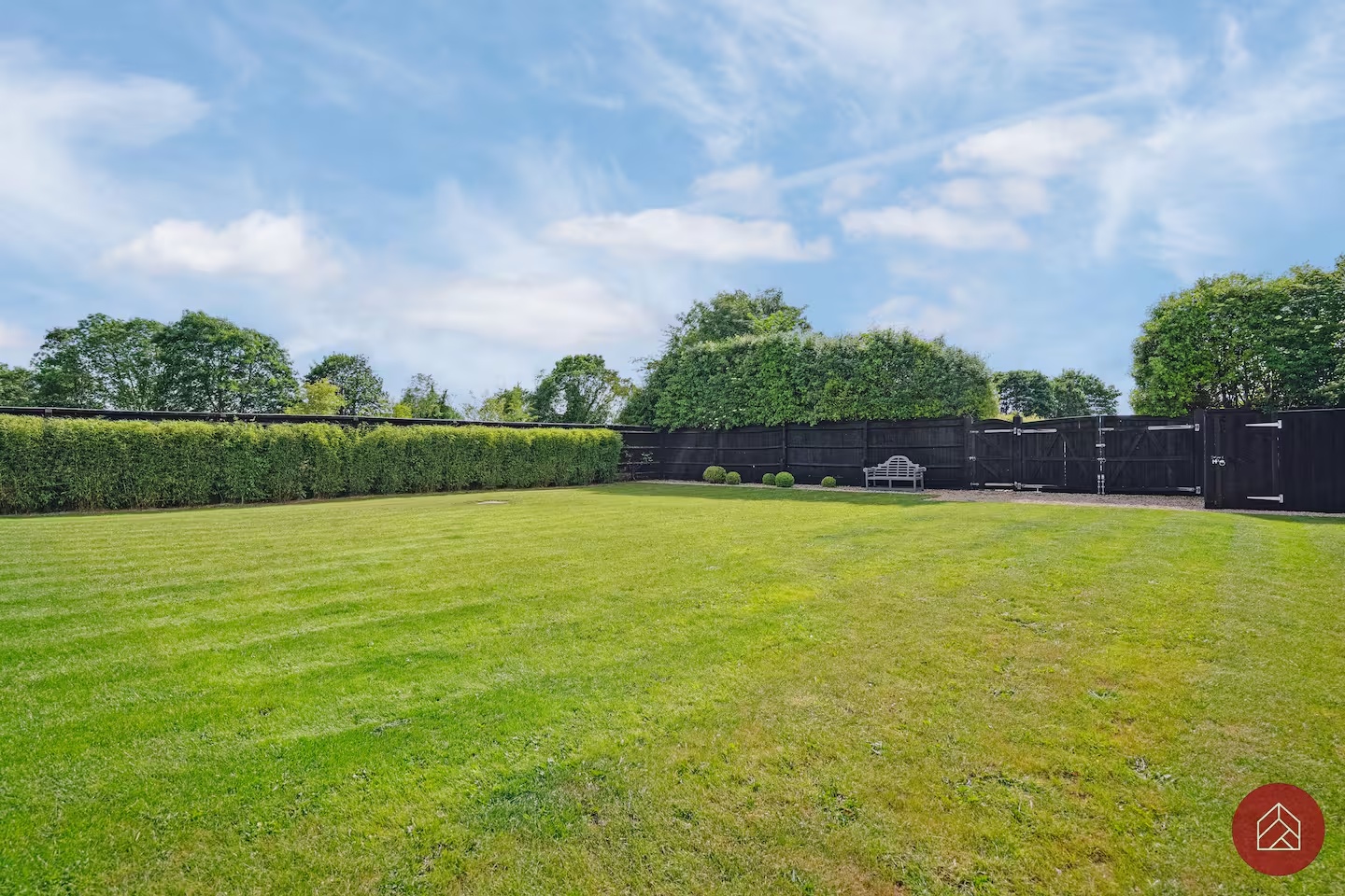 Large enclosed private lawn at Ingleby Retreat